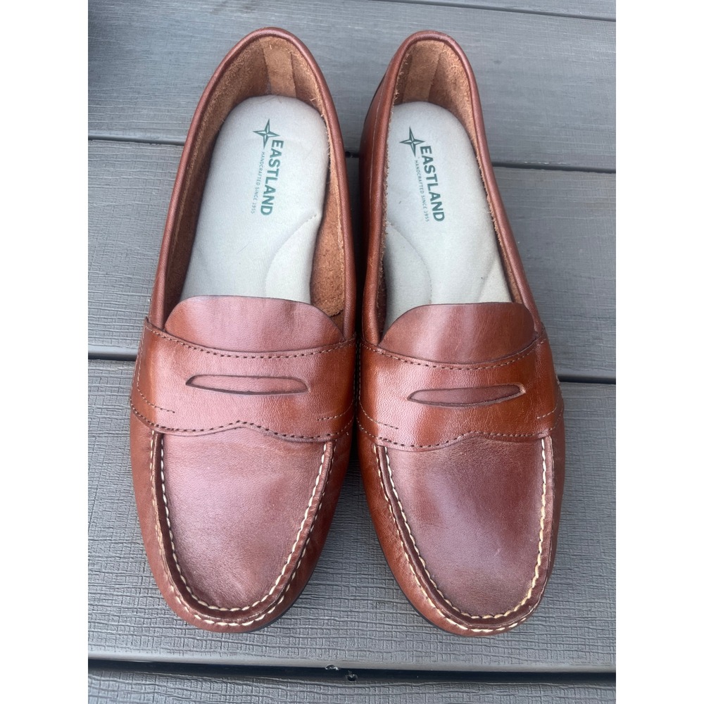 Eastland Classic II Women 10W Brown Leather Penny Loafers Tan 3925W Wide